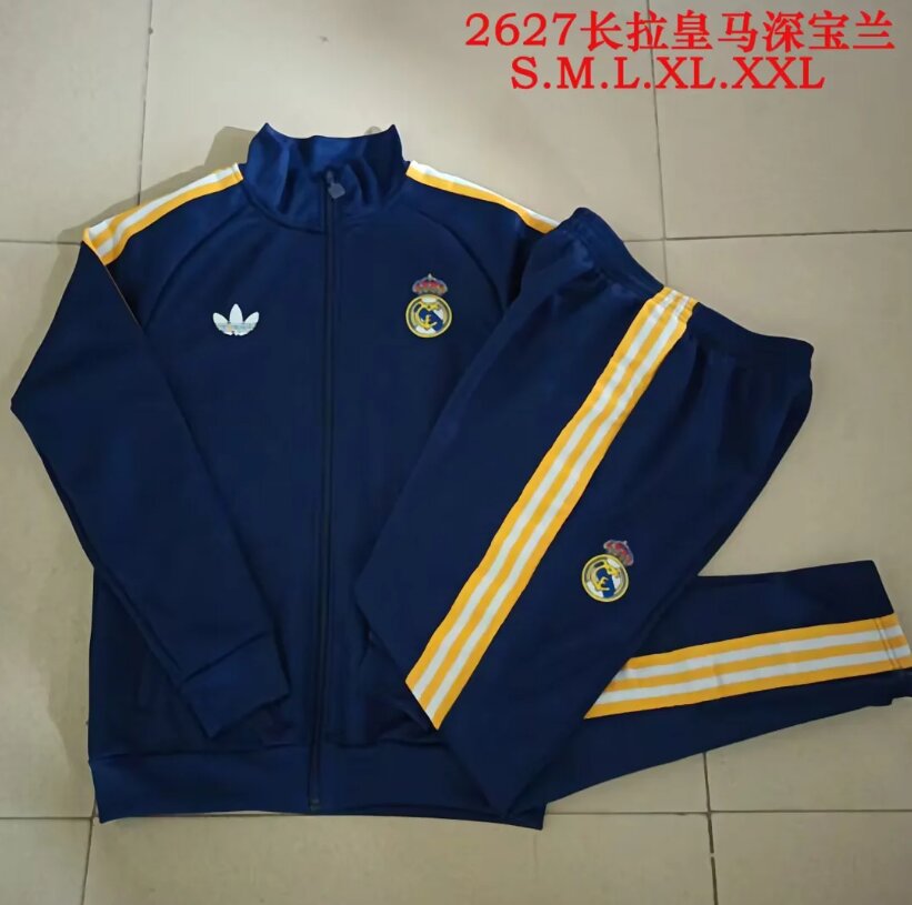 AAA Quality Real Madrid 26/27 Tracksuit - Dark Blue/Yellow